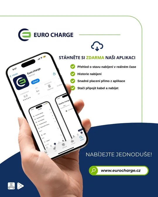 Grafika EURO CHARGE: Stáhněte si zdarma aplikaci